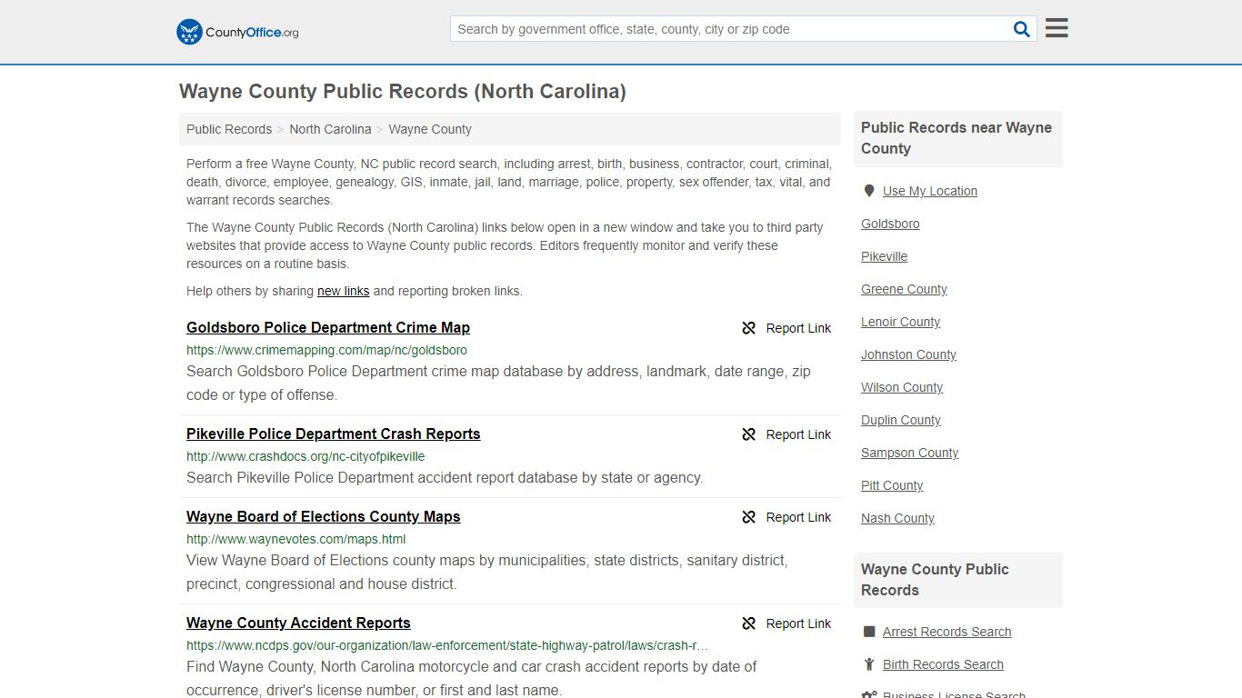 Public Records - Wayne County, NC (Business, Criminal, GIS ...