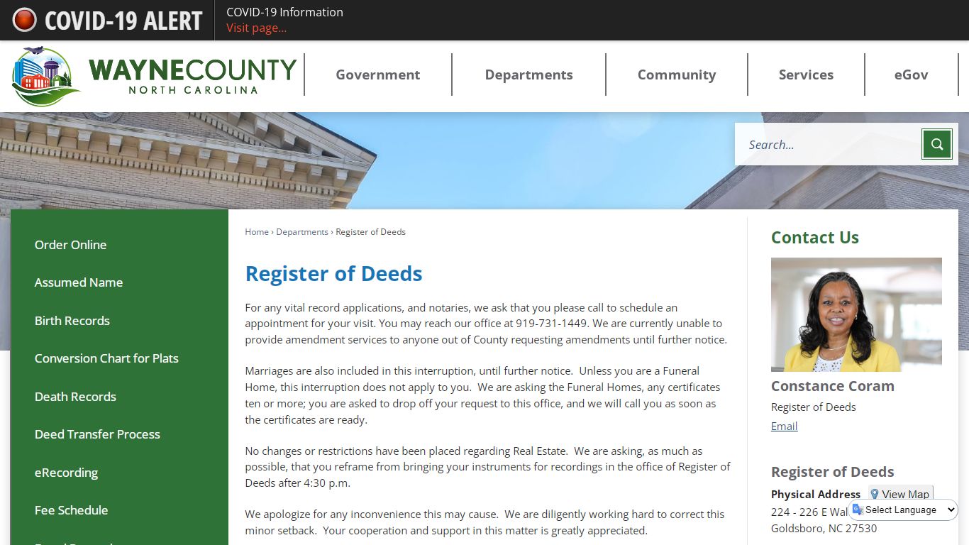 Register of Deeds | Wayne County, NC